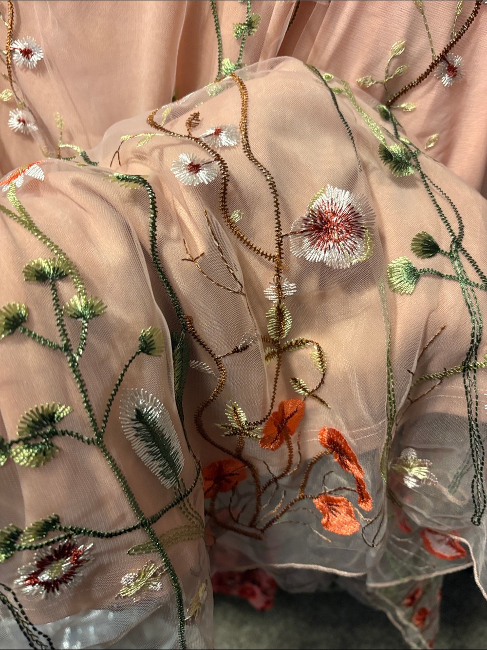 Embroidered Pink Floral Midi Dress - Picture 5 of 5